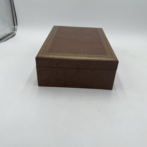 Vintage Mele Jewelry Box Multi Level Tiered Velvet Brown Tan MCM - Picture 10 of 13